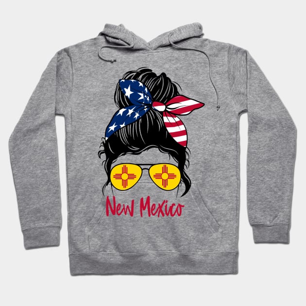 New Mexico girl Messy bun , American Girl , New Mexico Flag Hoodie by JayD World